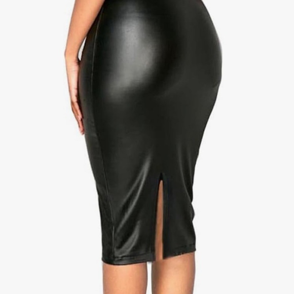 Bombshell barbie vinyl faux vegan leather dress bodycon pencil sheath pinup sexy - Picture 4 of 11